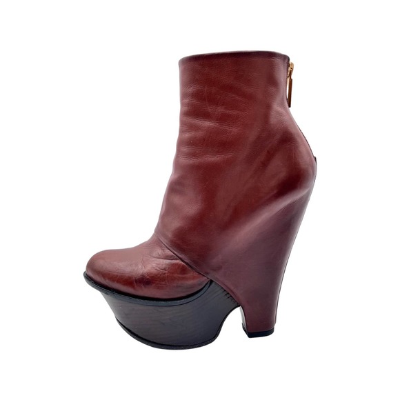 Baldan | Congac platform wedge ankle booties | Size 38 - Picture 8 of 10